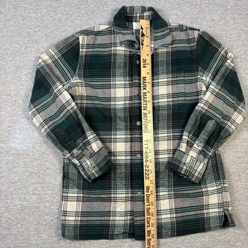 Gap Kids Medium (8) Dark Green Plaid Flannel Shirt Long Sleeve Boys Light Weight